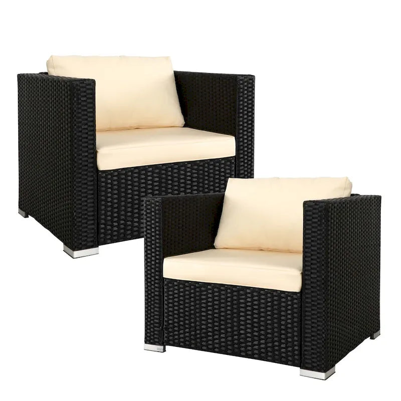 Vrakae 2 Piece Outdoor Patio Rattan Wicker Chair