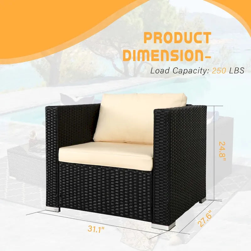 Vrakae 2 Piece Outdoor Patio Rattan Wicker Chair