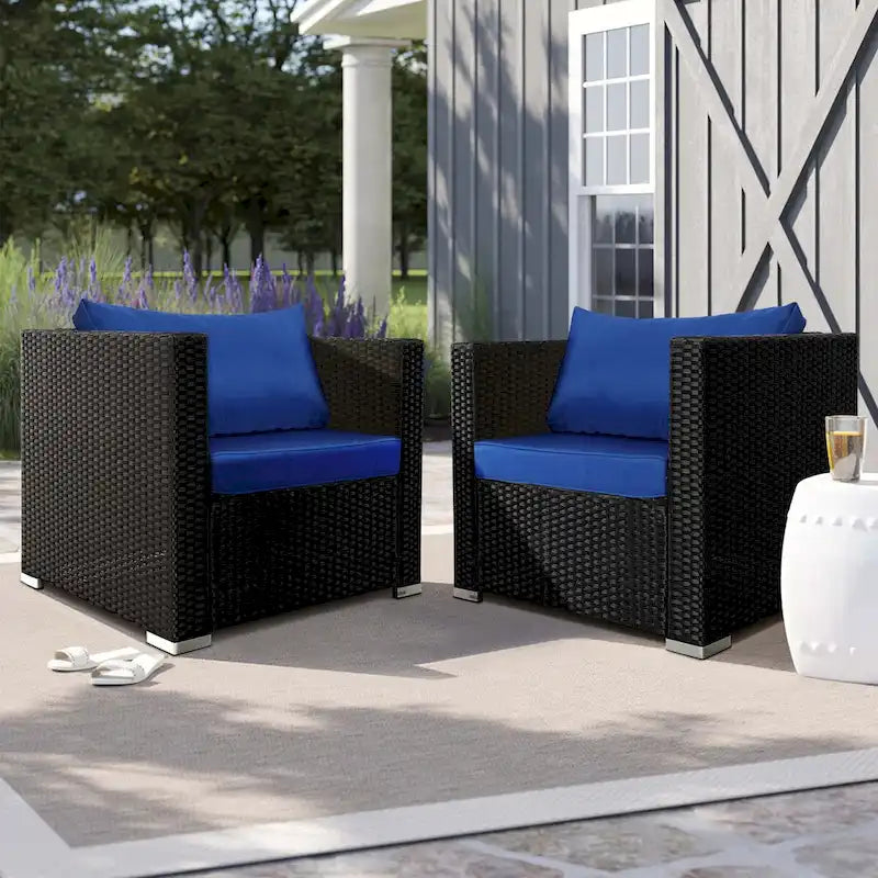 Vrakae 2 Piece Outdoor Patio Rattan Wicker Chair