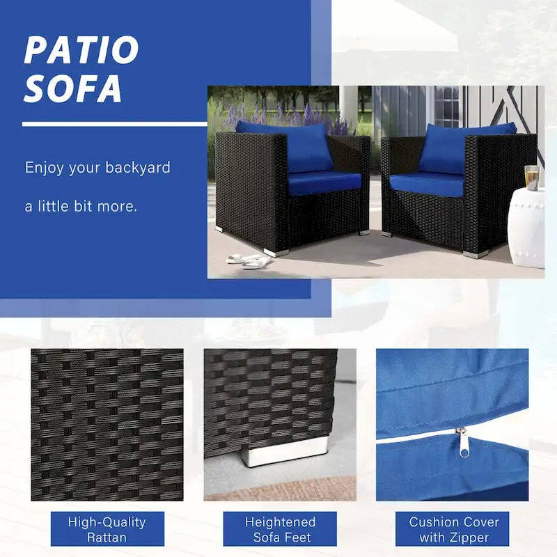 Vrakae 2 Piece Outdoor Patio Rattan Wicker Chair