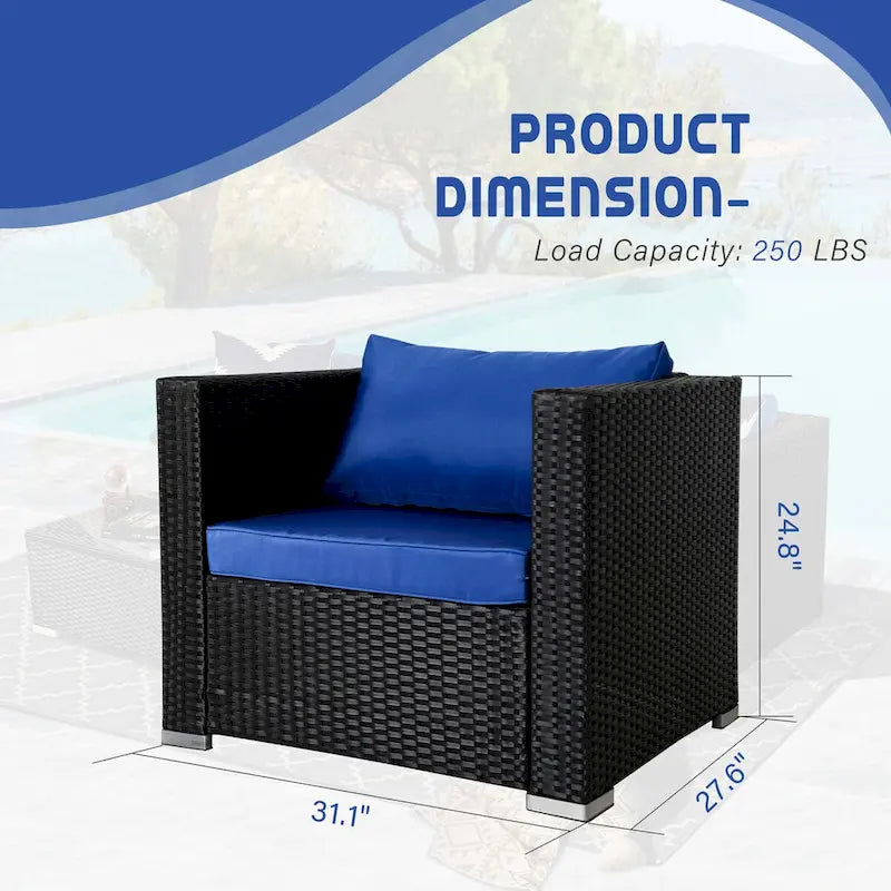 Vrakae 2 Piece Outdoor Patio Rattan Wicker Chair