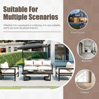 4-Pieces U-Style Multi-Person Outdoor Steel Sofa Set, with Coffee Table and Cushion