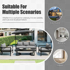 4-Pieces U-Style Multi-Person Outdoor Steel Sofa Set, with Coffee Table and Cushion