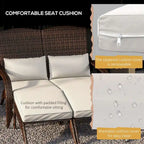 Outsunny Wicker Adirondack Chair for 2 with Cushions & Footrests, PE Rattan Fire Pit Chair