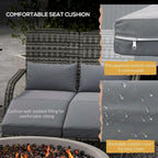 Outsunny Wicker Adirondack Chair for 2 with Cushions & Footrests, PE Rattan Fire Pit Chair
