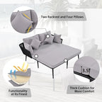 Outdoor Daybed Woven Nylon Rope Backrest with Washable Cushions
