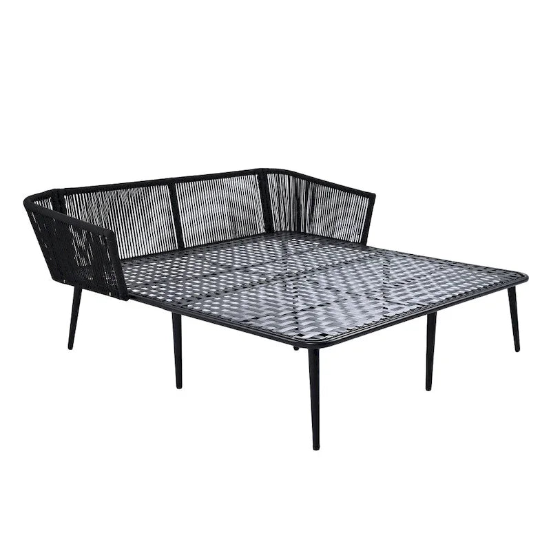 Outdoor Daybed Woven Nylon Rope Backrest with Washable Cushions