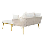 Outdoor Daybed Woven Nylon Rope Backrest with Washable Cushions