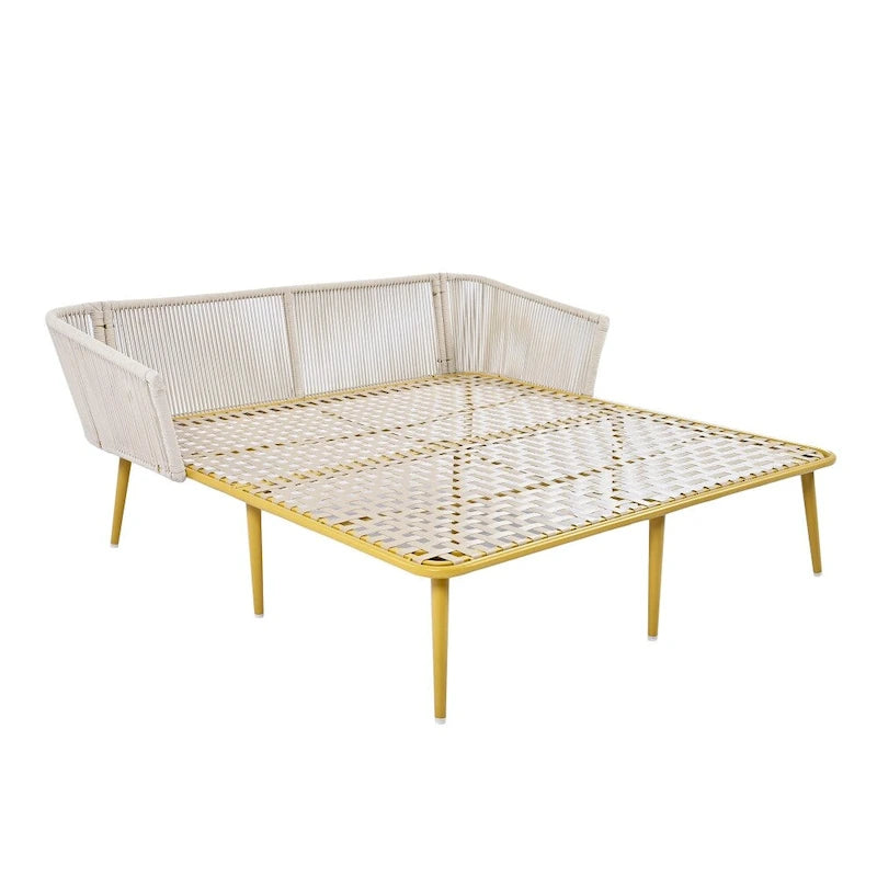 Outdoor Daybed Woven Nylon Rope Backrest with Washable Cushions