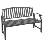 46 Outdoor Metal Garden Bench with Armrests, Tilted Backrest,Wood Look Slatted