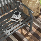 46 Outdoor Metal Garden Bench with Armrests, Tilted Backrest,Wood Look Slatted