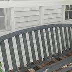 46 Outdoor Metal Garden Bench with Armrests, Tilted Backrest,Wood Look Slatted