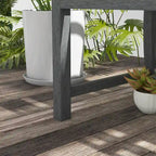 46 Outdoor Metal Garden Bench with Armrests, Tilted Backrest,Wood Look Slatted