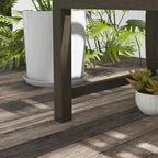 46 Outdoor Metal Garden Bench with Armrests, Tilted Backrest,Wood Look Slatted