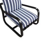 Auburn Outdoor Sling Chair Upholstered in Blue and White Stripe Fabric by Greyson Living