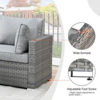 HOOOWOOO 8-piece Wicker Outdoor Patio Furniture Sofa Set Fire Pit Set