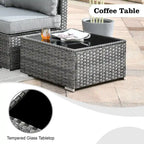 HOOOWOOO 8-piece Wicker Outdoor Patio Furniture Sofa Set Fire Pit Set