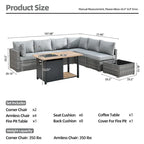 HOOOWOOO 8-piece Wicker Outdoor Patio Furniture Sofa Set Fire Pit Set