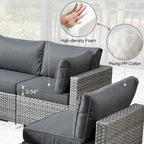 HOOOWOOO 8-piece Wicker Outdoor Patio Furniture Sofa Set Fire Pit Set
