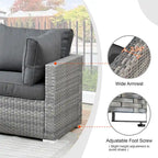 HOOOWOOO 8-piece Wicker Outdoor Patio Furniture Sofa Set Fire Pit Set