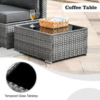 HOOOWOOO 8-piece Wicker Outdoor Patio Furniture Sofa Set Fire Pit Set