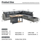 HOOOWOOO 8-piece Wicker Outdoor Patio Furniture Sofa Set Fire Pit Set