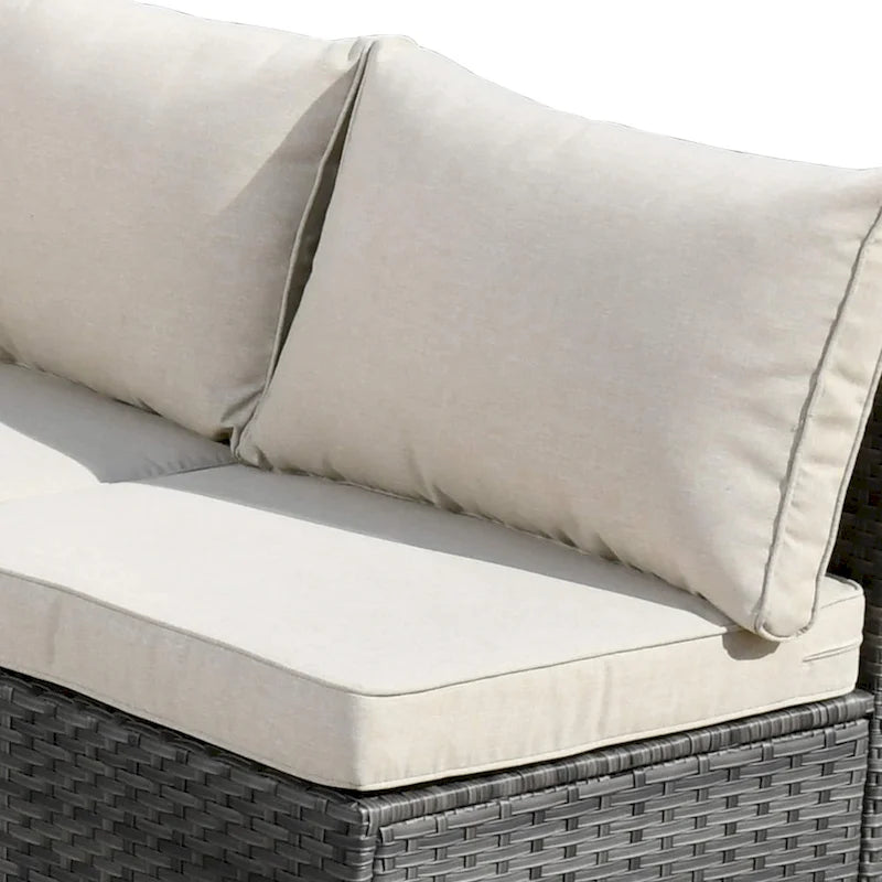 HOOOWOOO 8-piece Wicker Outdoor Patio Furniture Sofa Set Fire Pit Set