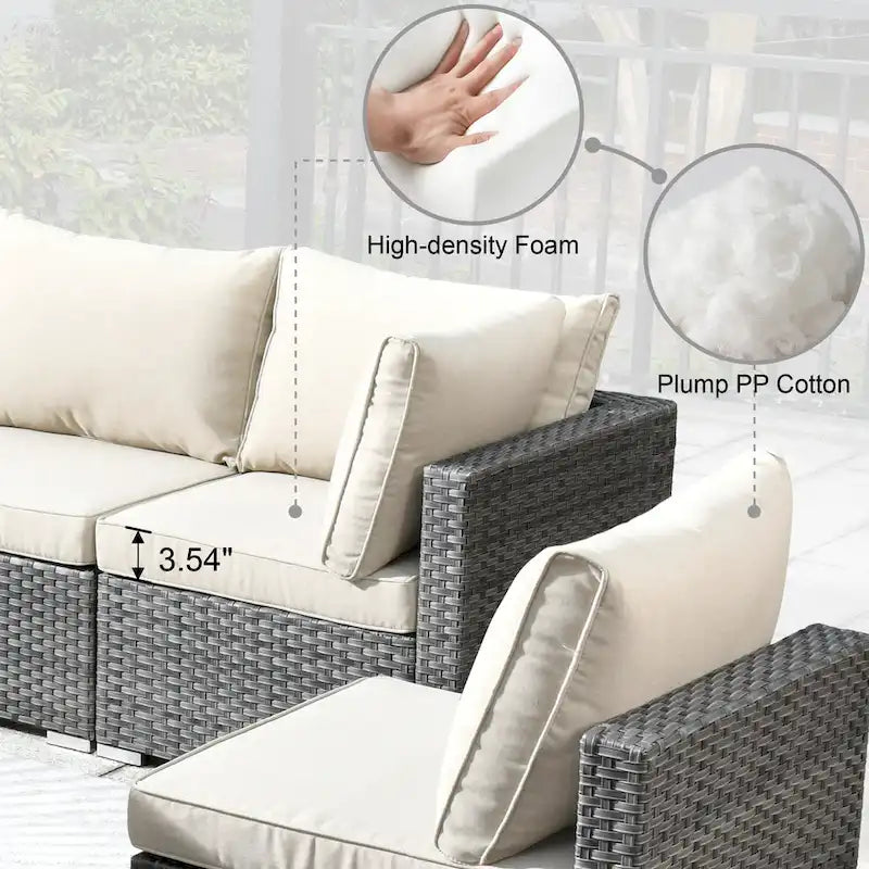 HOOOWOOO 8-piece Wicker Outdoor Patio Furniture Sofa Set Fire Pit Set