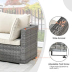 HOOOWOOO 8-piece Wicker Outdoor Patio Furniture Sofa Set Fire Pit Set