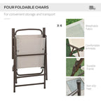 6 Piece Patio Dining Set for 4 with Umbrella, Outdoor Table and Chairs with 4 Folding Dining Chairs & Round Glass Table