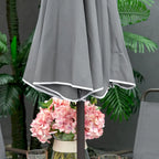 6 Piece Patio Dining Set for 4 with Umbrella, Outdoor Table and Chairs with 4 Folding Dining Chairs & Round Glass Table