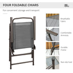 6 Piece Patio Dining Set for 4 with Umbrella, Outdoor Table and Chairs with 4 Folding Dining Chairs & Round Glass Table