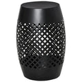 12.5 Patio Round Hollow Drum Side Table, Steel Accent Table
