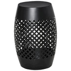 12.5 Patio Round Hollow Drum Side Table, Steel Accent Table