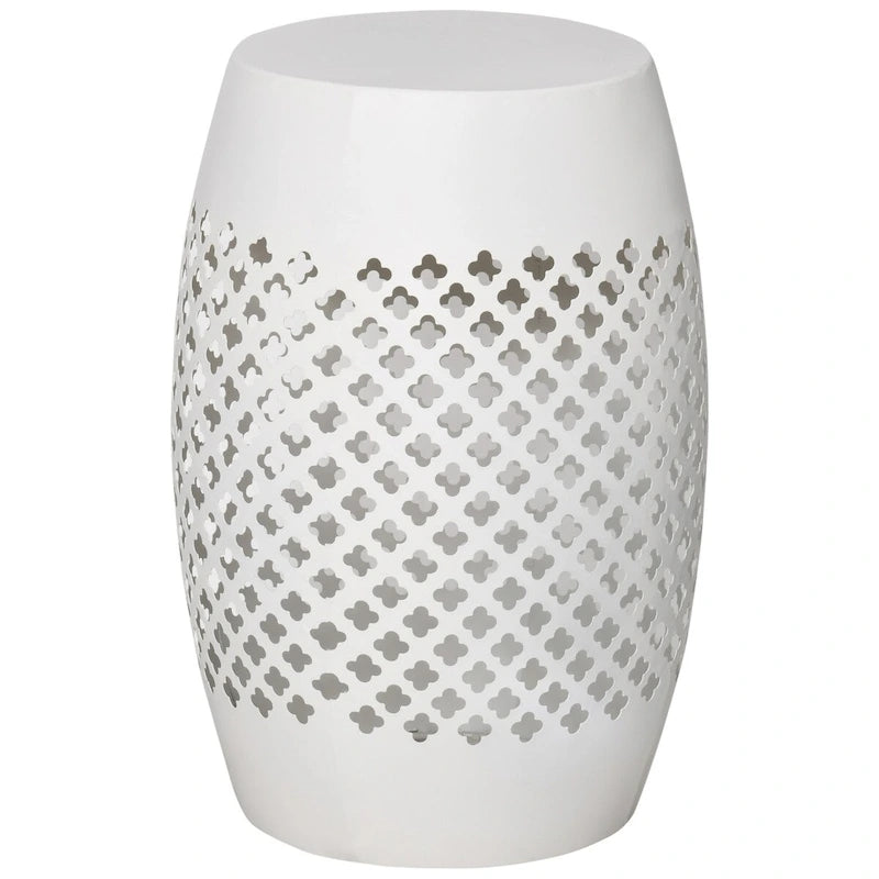 12.5 Patio Round Hollow Drum Side Table, Steel Accent Table