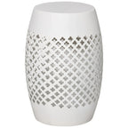 12.5 Patio Round Hollow Drum Side Table, Steel Accent Table