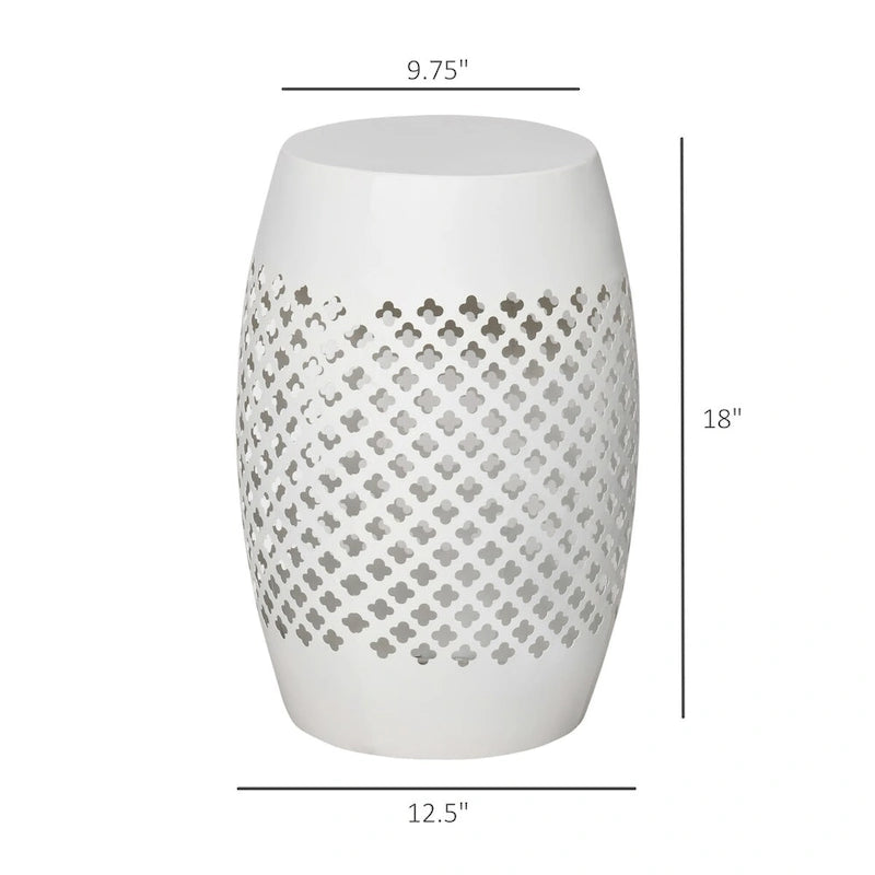 12.5 Patio Round Hollow Drum Side Table, Steel Accent Table