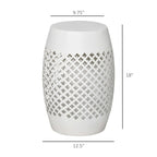 12.5 Patio Round Hollow Drum Side Table, Steel Accent Table