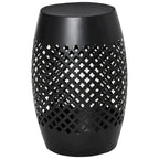 12.5 Patio Round Hollow Drum Side Table, Steel Accent Table