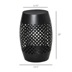 12.5 Patio Round Hollow Drum Side Table, Steel Accent Table