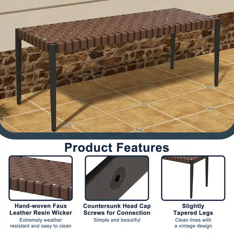 All-Iron Detachable Rattan Bench