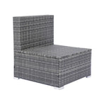 Premium 8-Piece Patio Sectional Wicker Rattan Outdoor Furniture Set: Grey Wicker, Black Cushions, Glass Top