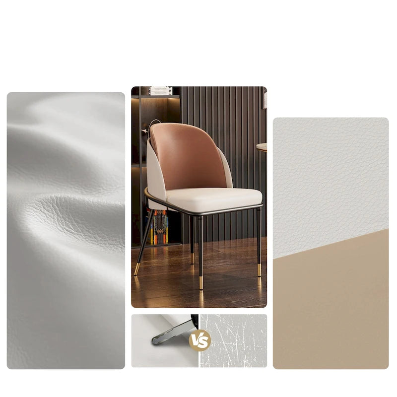 Set of 2 Microfiber Leather Upholstered Dining Chairs with Metal Legs - 20x21x32