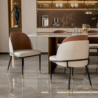 Set of 2 Microfiber Leather Upholstered Dining Chairs with Metal Legs - 20x21x32