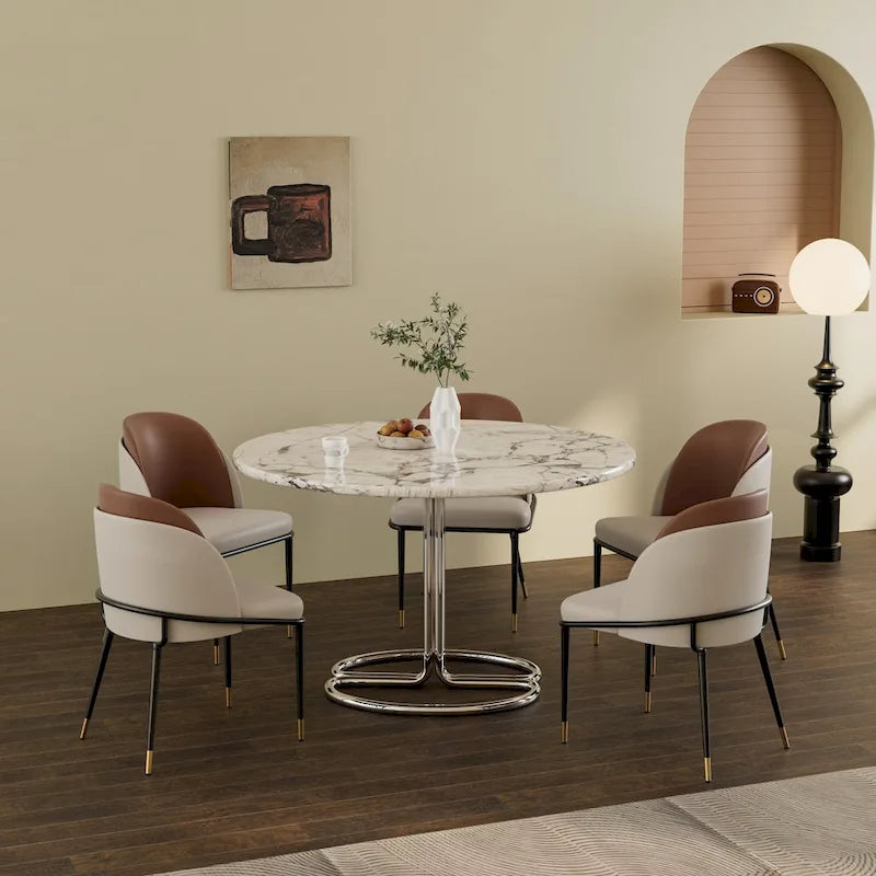 Set of 2 Microfiber Leather Upholstered Dining Chairs with Metal Legs - 20x21x32