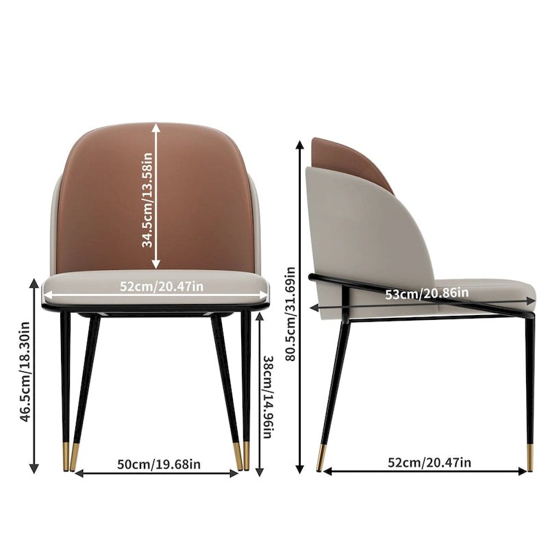 Set of 2 Microfiber Leather Upholstered Dining Chairs with Metal Legs - 20x21x32