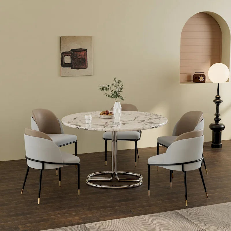 Set of 2 Microfiber Leather Upholstered Dining Chairs with Metal Legs - 20x21x32