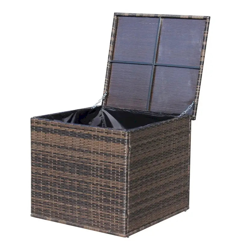 3-Piece Wicker Patio Conversation Set with Beige Cushion