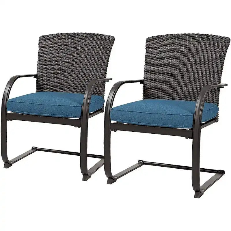 Bistro Steel Frame Outdoor Patio Dining Chair With Cushions (2-Pack) - N/A