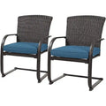 Bistro Steel Frame Outdoor Patio Dining Chair With Cushions (2-Pack) - N/A